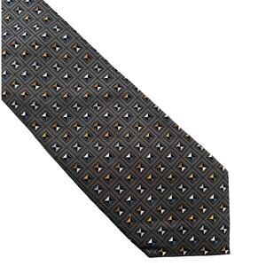 Vintage Grey Geometric Print Silk Necktie from FR Tripler